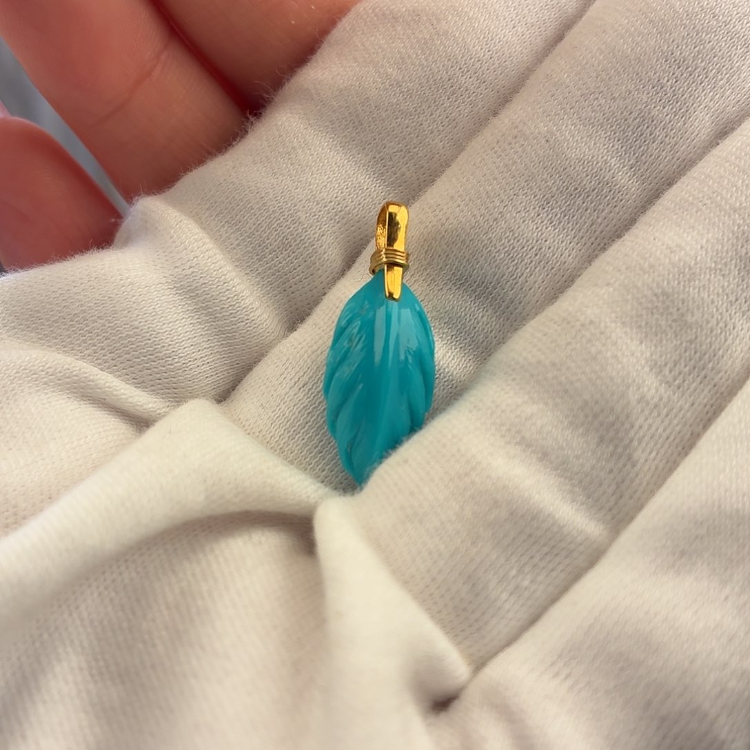 绿松石18K金镶嵌挂件26mm