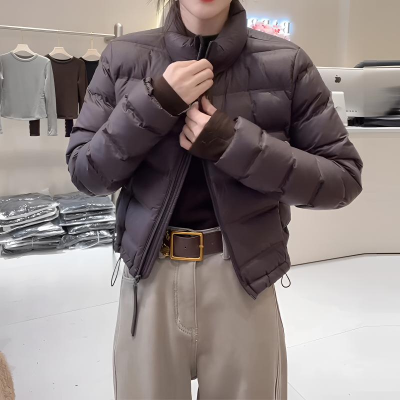 立领棉服女2025冬季新款韩版短款轻薄显瘦遮肉加厚设计感小众棉衣