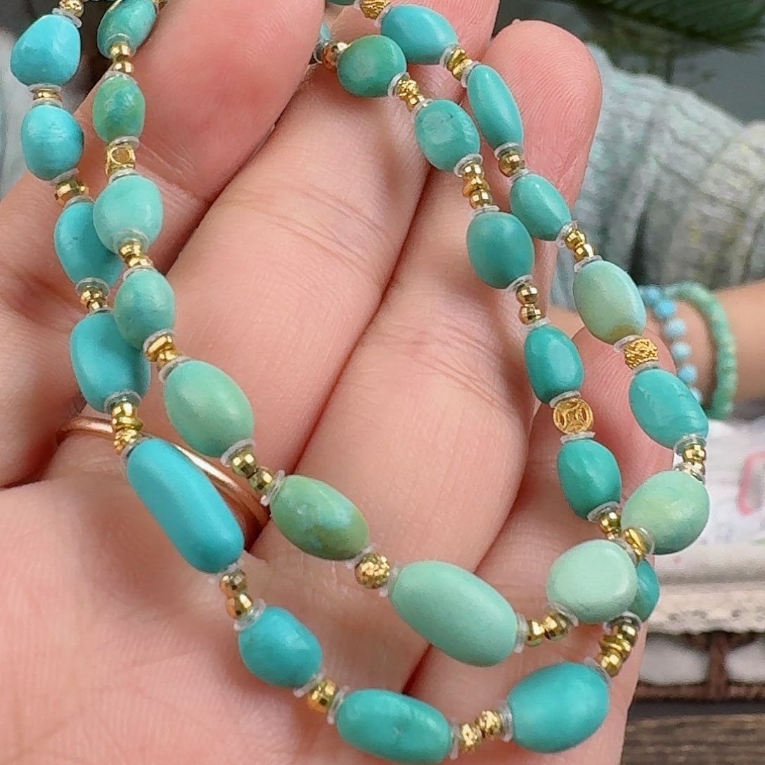 绿松石珠宝奇石18K金镶嵌