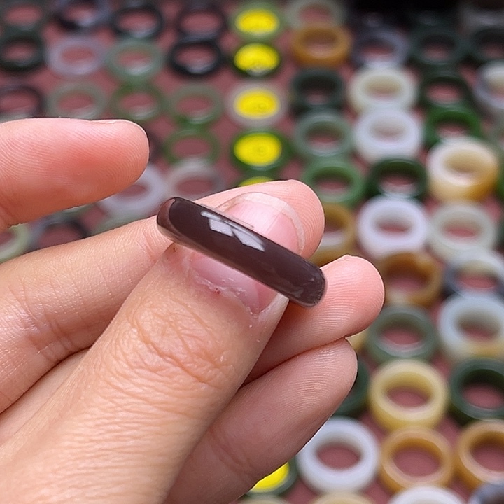 和田玉戒指未镶嵌17码玫瑰帝王紫