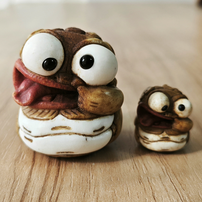 鹿角根付搞怪大貔貅文玩DIY手串隔珠配饰小摆件手把件吊坠包挂件