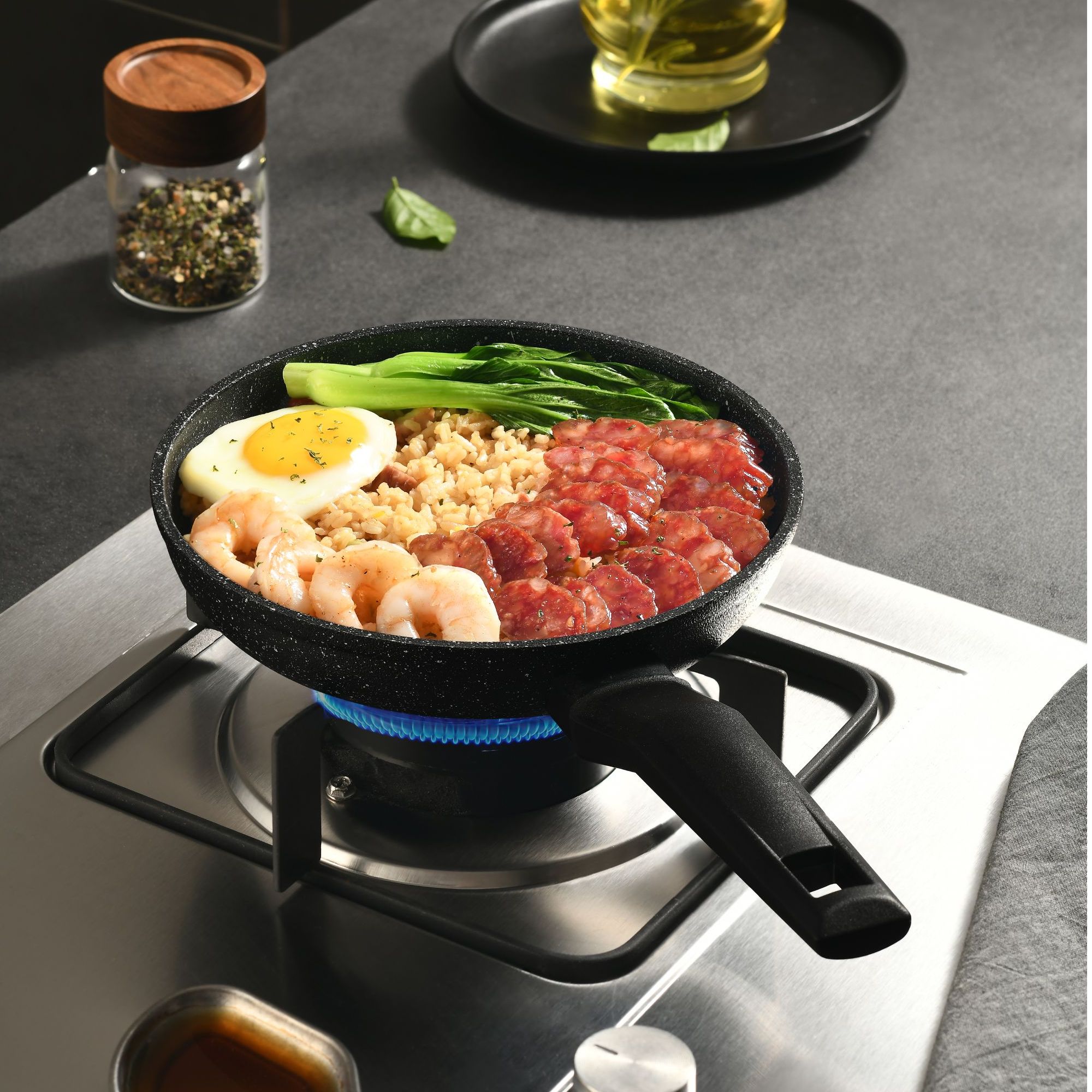 Pensray品牌德国24CM煎锅威宝龙三层涂层厚皮橙同款不粘锅