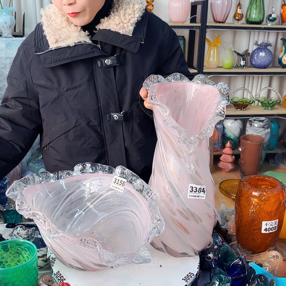 用***3一套1果斗1瓶家悦琉璃工艺品