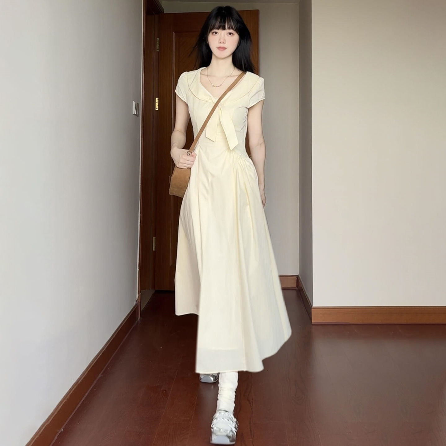 【现货+运补】法式新款高级感显瘦气质收腰绝美长裙4736