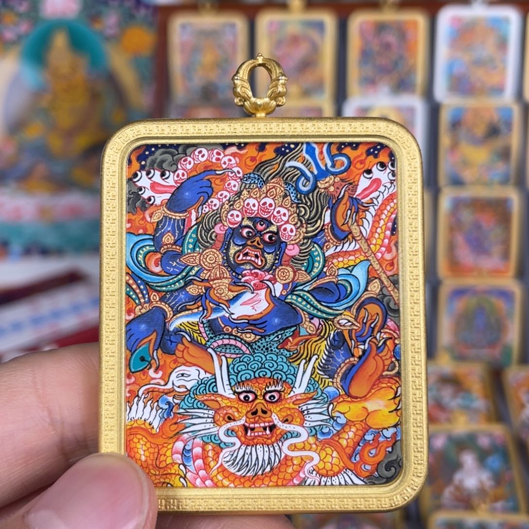 吊坠热贡纯手绘唐卡m大黑天