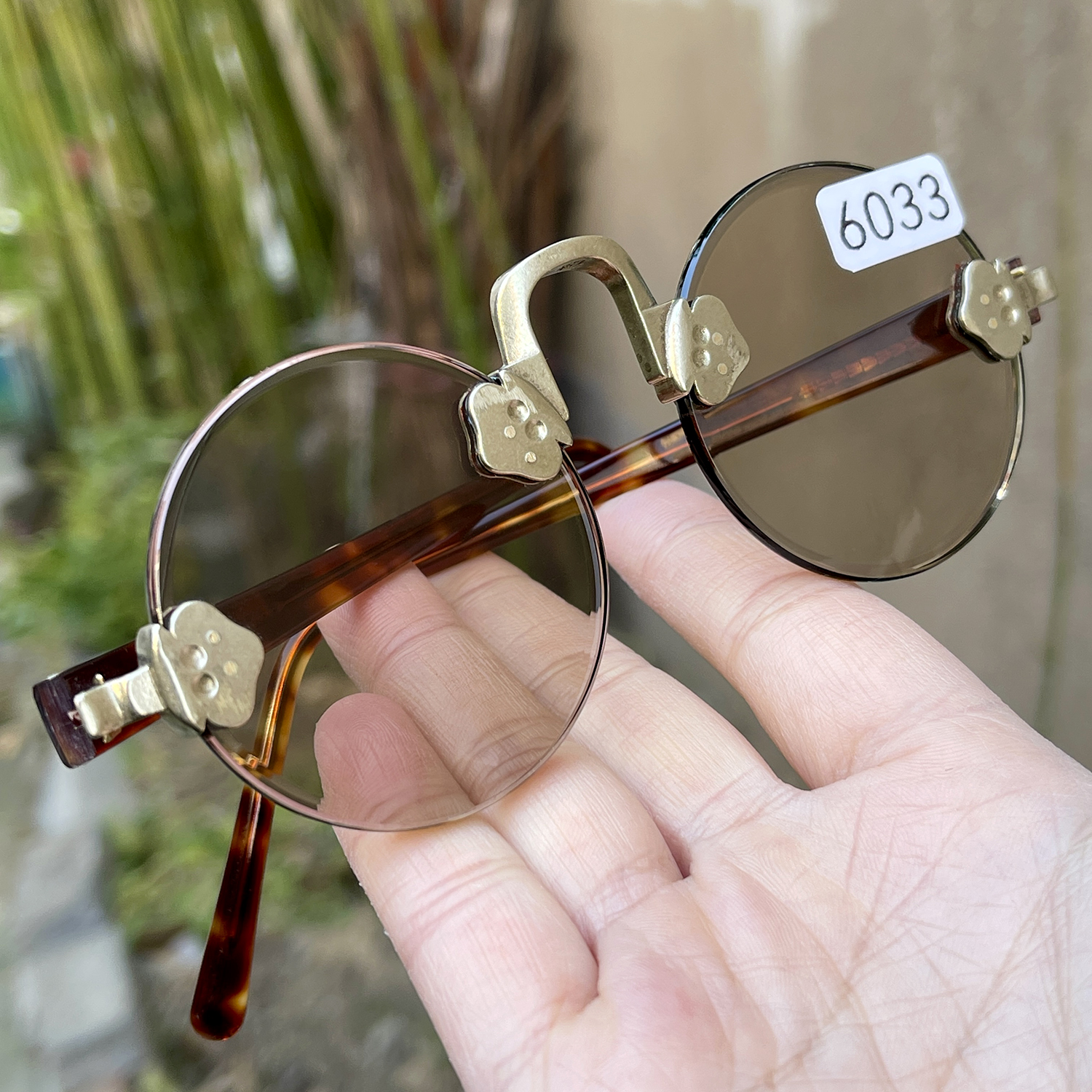 带石纹 48直径三个厚小圆镜 冰糖色纯天然茶水晶石头眼镜老梁子