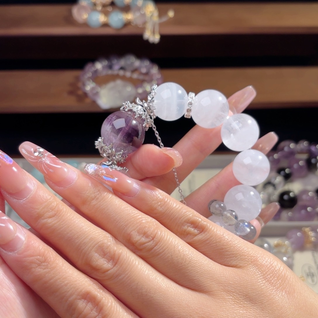 烟晶手链银S925镶嵌圈**～手串