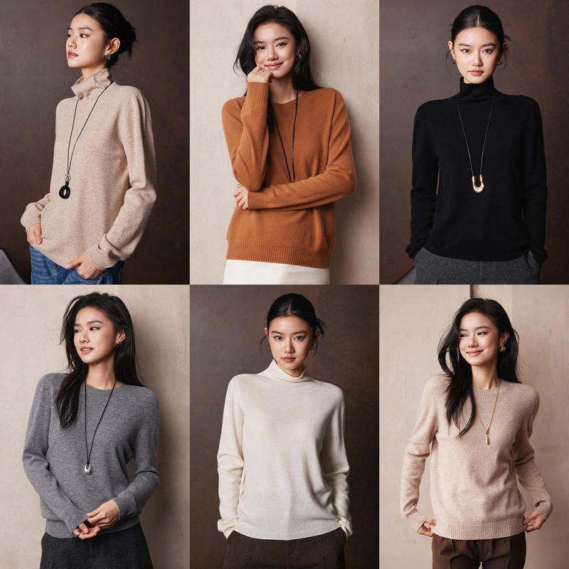 Lilylikes“奶霜打底系列"高品羊绒真丝羊毛 高领/圆领针织打底衫