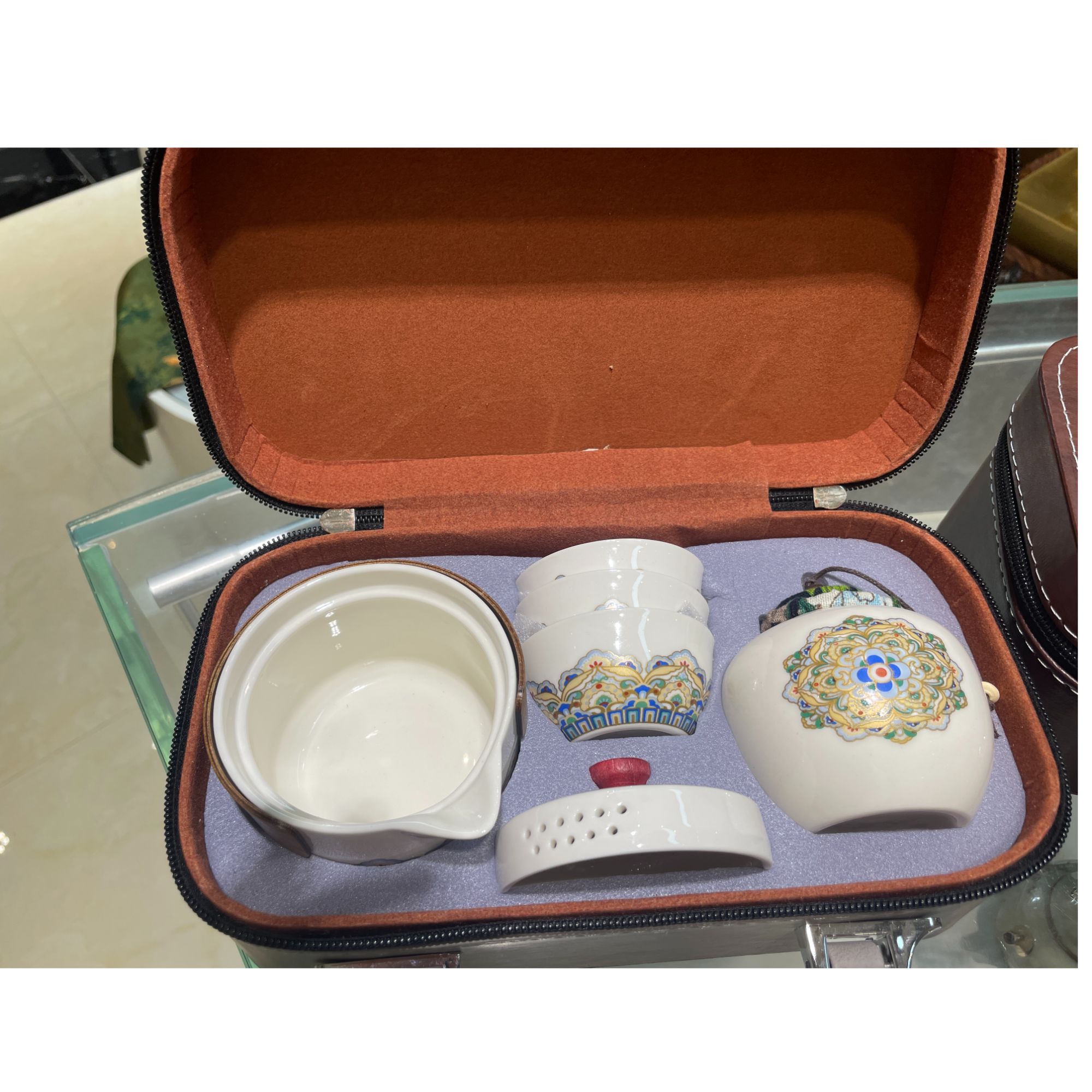 宝相花茶叶罐组合套装旅行包 G  1475