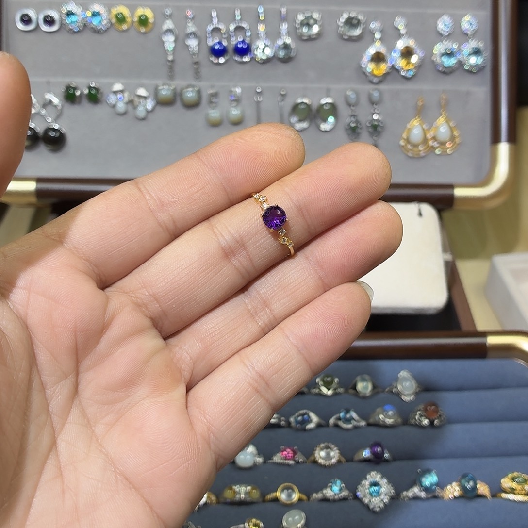 水晶戒指银S925镶嵌