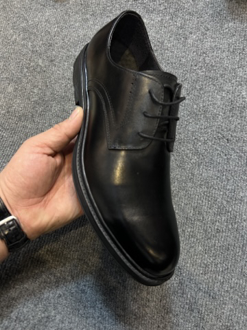 耐磨胶粘平跟透气圆头休闲皮鞋单鞋黑色皮鞋厚底商务