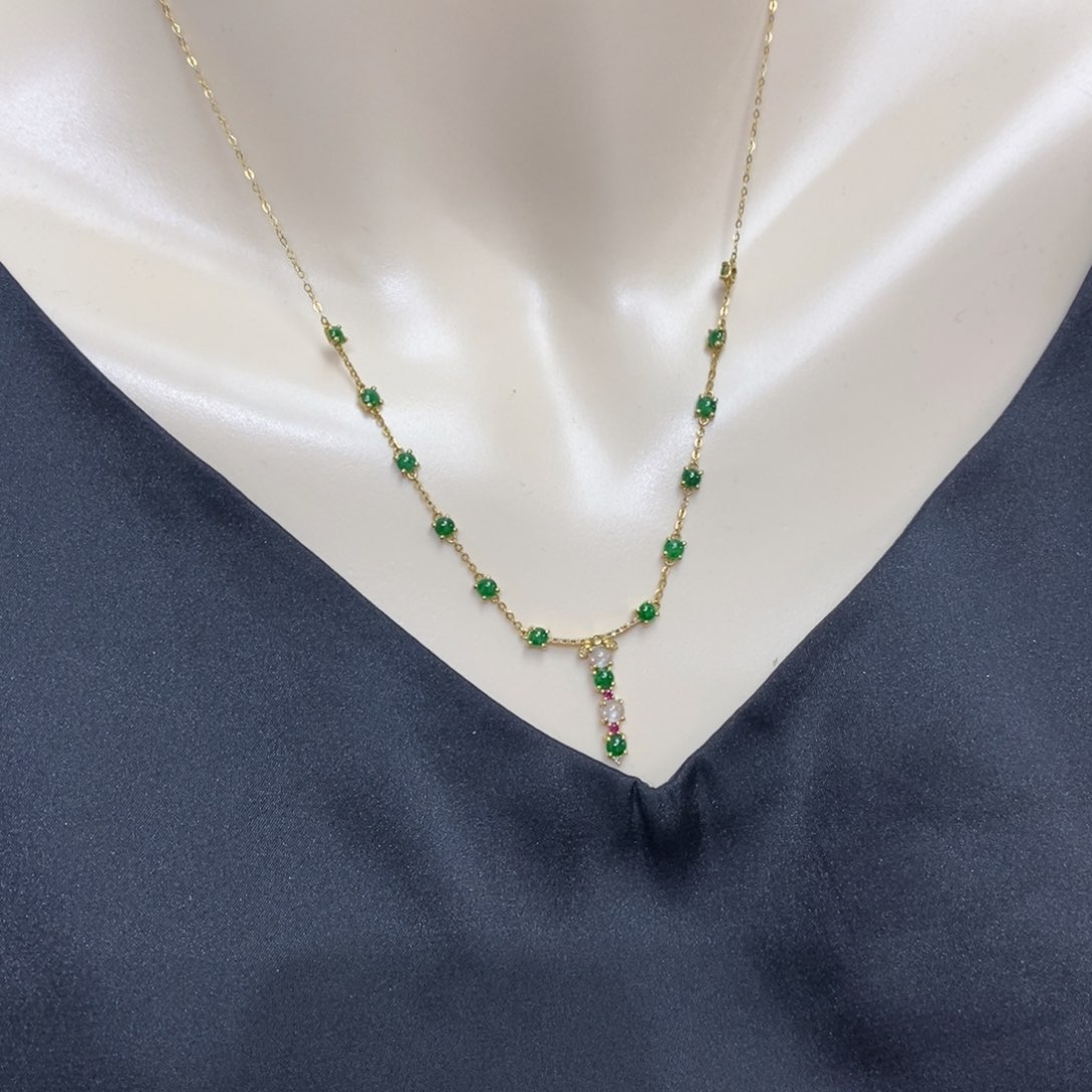 翡翠套链18K金镶嵌套链