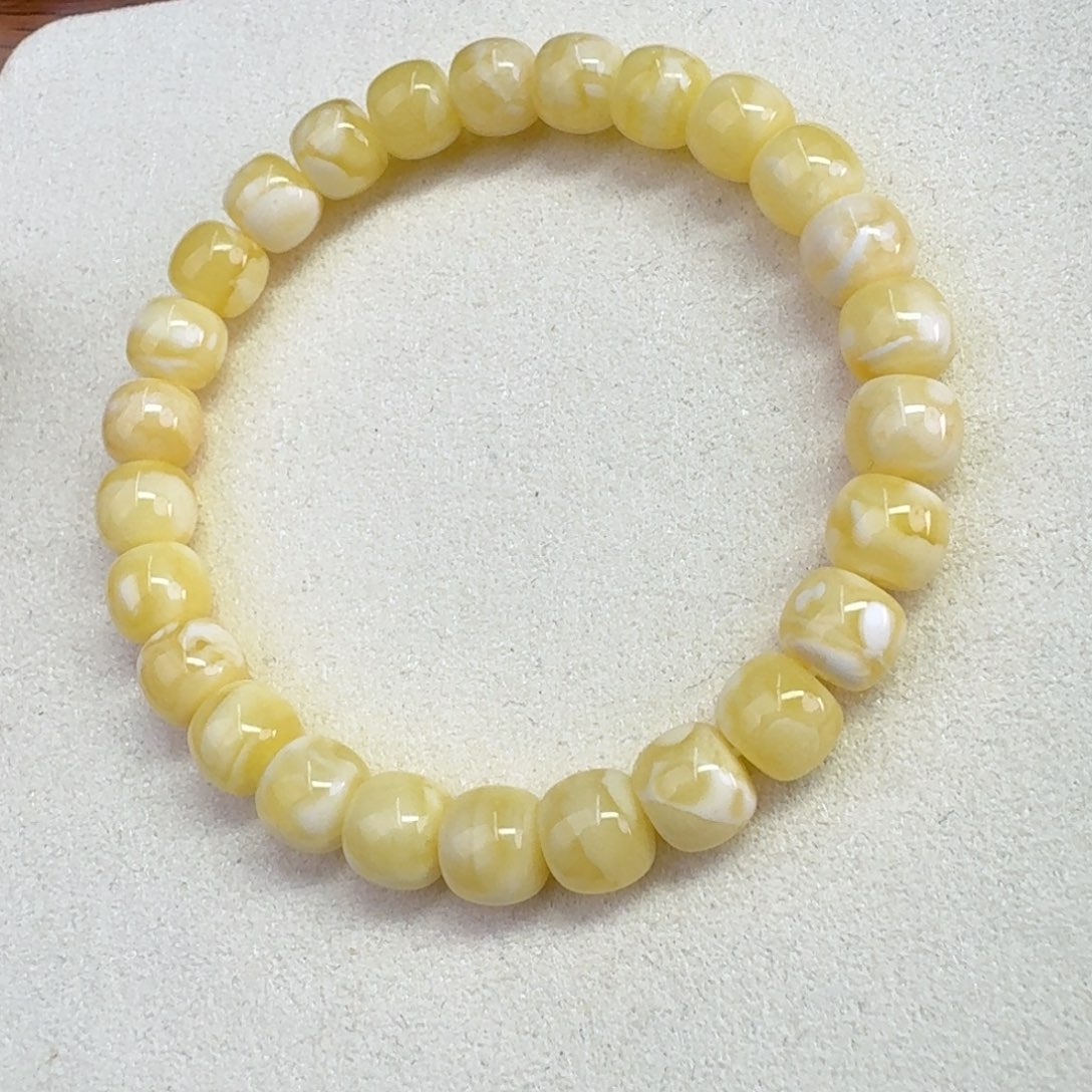 琥珀未镶嵌裸石钟爱·奶浓白花蜡卡8.5mm毕业款