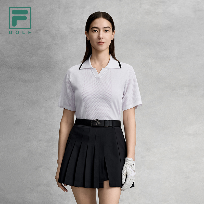 Fila/斐乐薄款夏新款透气运动高尔夫针织翻领polo衫A11W625409F