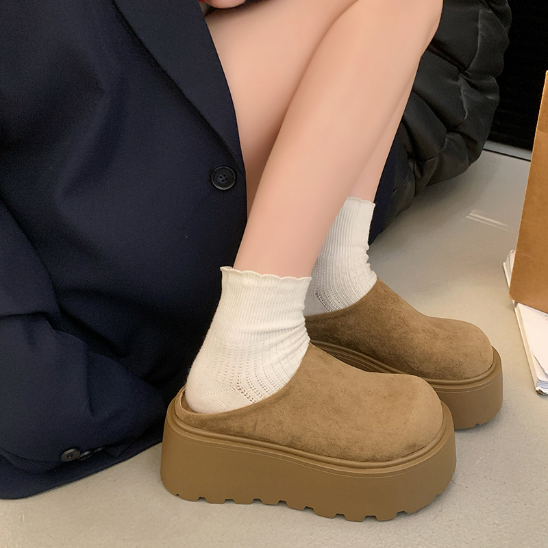 小个子松糕厚底勃肯鞋半拖女春季2025新款外穿单里包头博肯半拖鞋