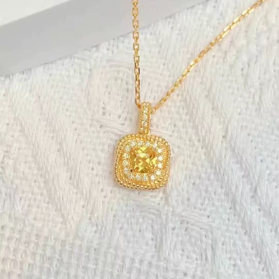 金色方糖吊坠简约方糖项链