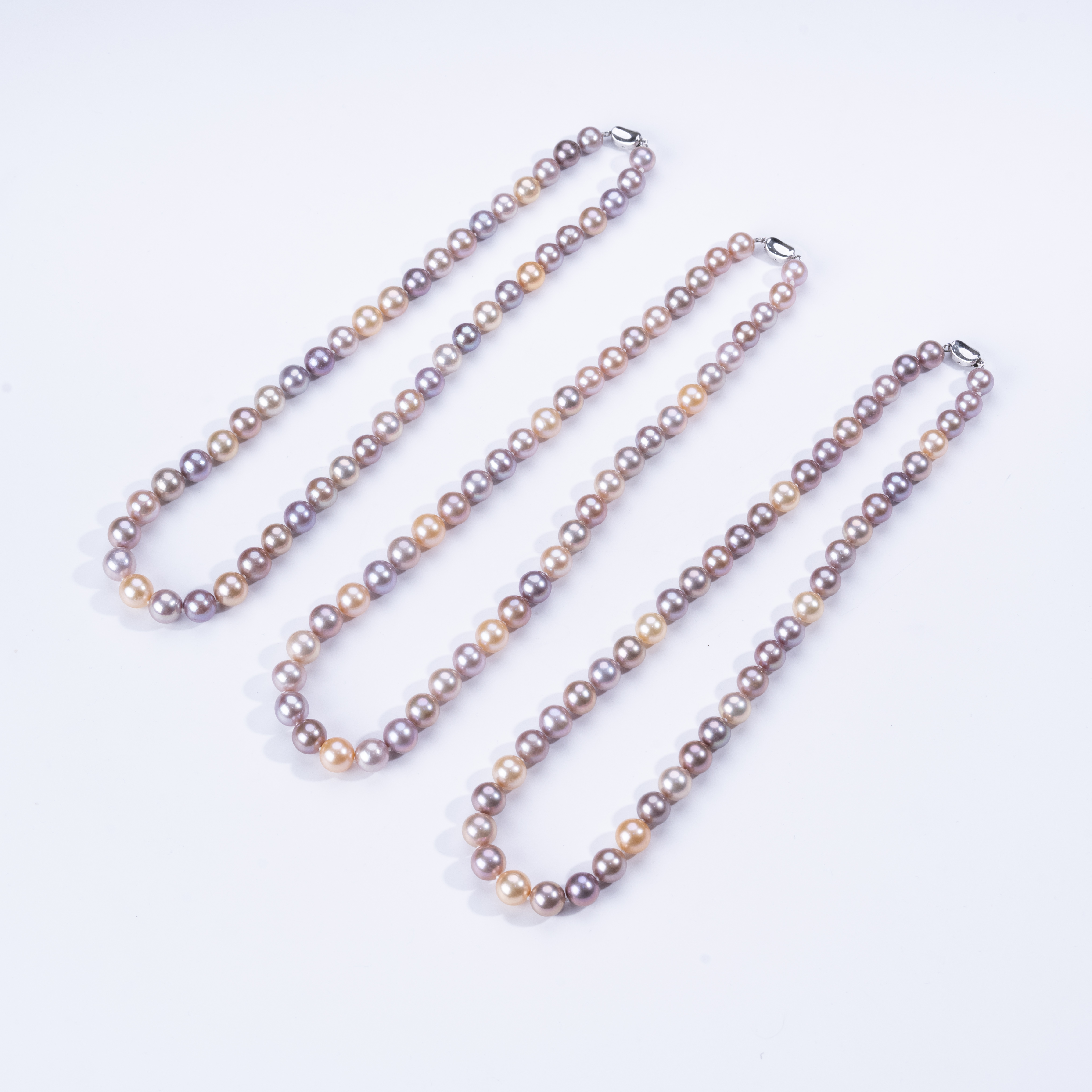 爱迪生淡水珍珠S925银扣头混彩项链8-10mm【柒柒专属】[多样性发一]