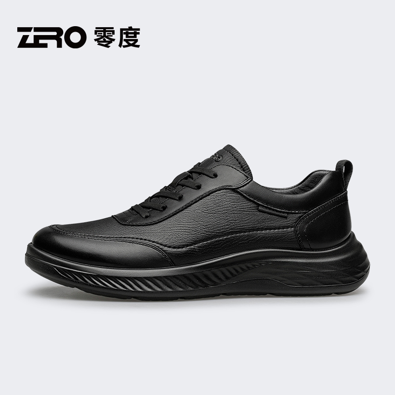 ZRO零度男鞋2025秋冬新款真皮简约黑色男士休闲皮鞋经典商务正装