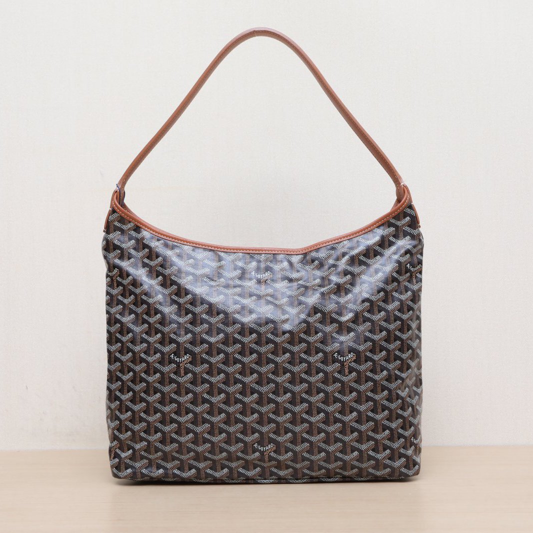 99新 Goyard 小花双双 子母腋下包 棕色 PVC 银扣