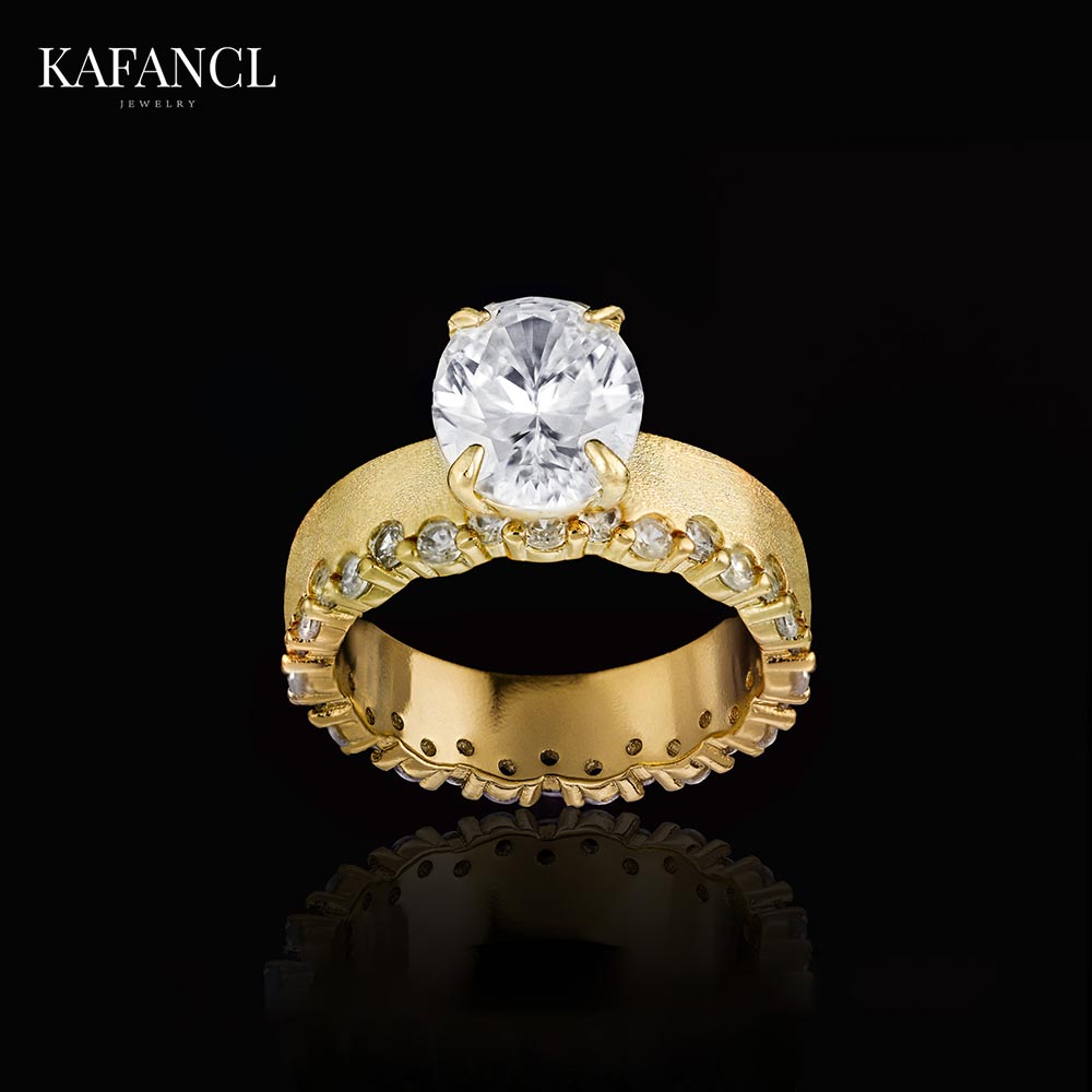 925银莫桑石戒指 925银莫桑石 拉丝镶嵌轻奢高级戒指 ZR-D212