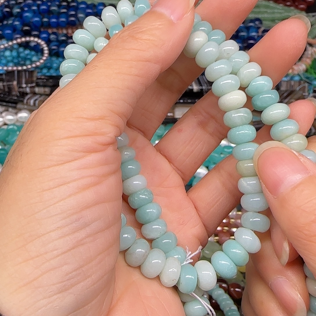 玛瑙/玉髓合金珠宝半成品亚马逊天河石8mm一条