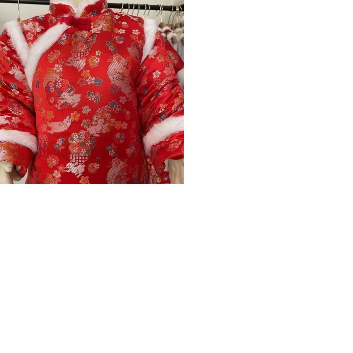 女童新年汉服套装红色复古加绒儿童秋冬冬季喜庆女孩宝宝生日礼服