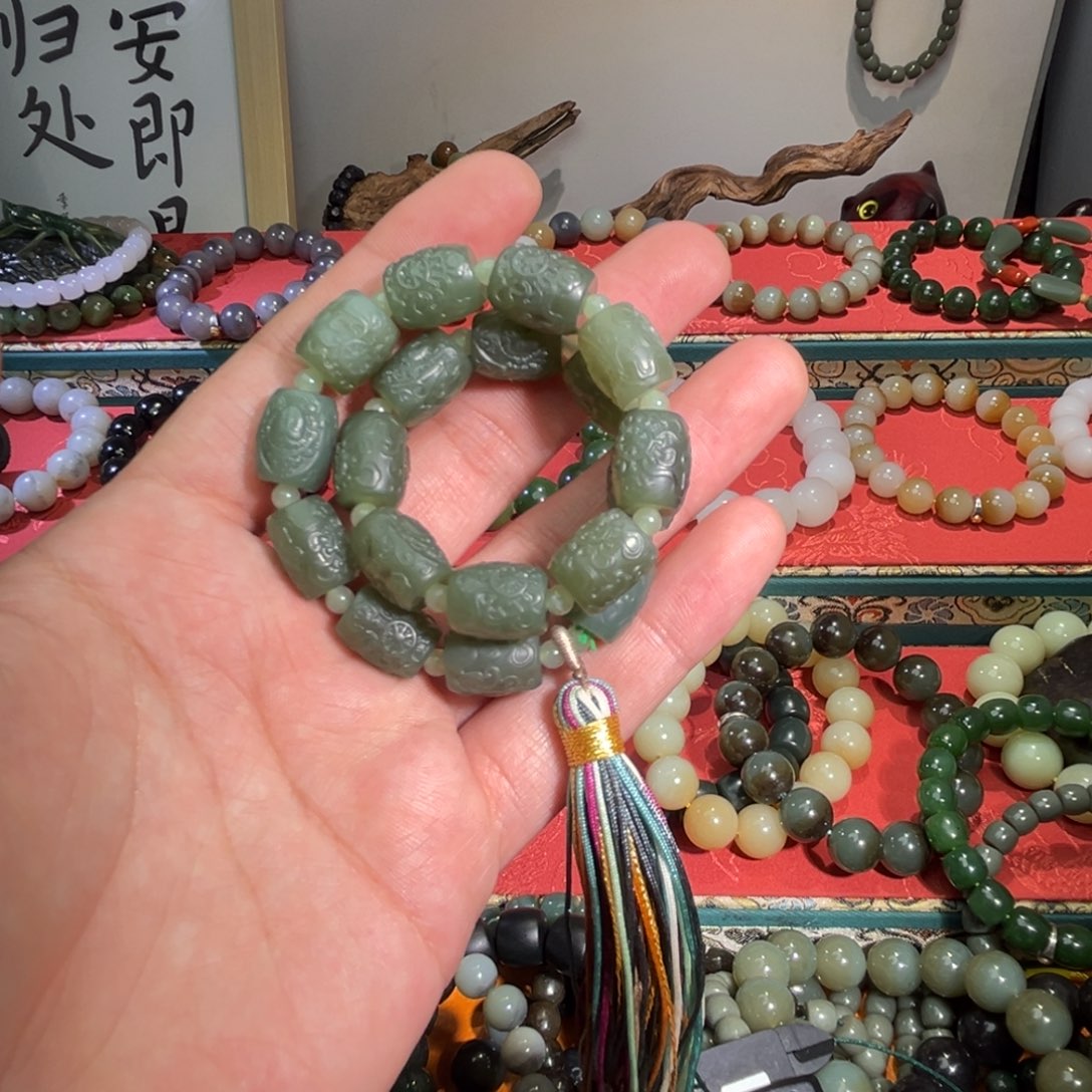 和田玉手链未镶嵌李*天