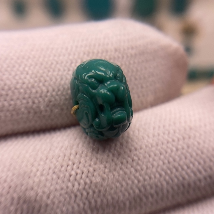 未镶嵌绿松石珠宝奇石兽珠墩子12mmAA477