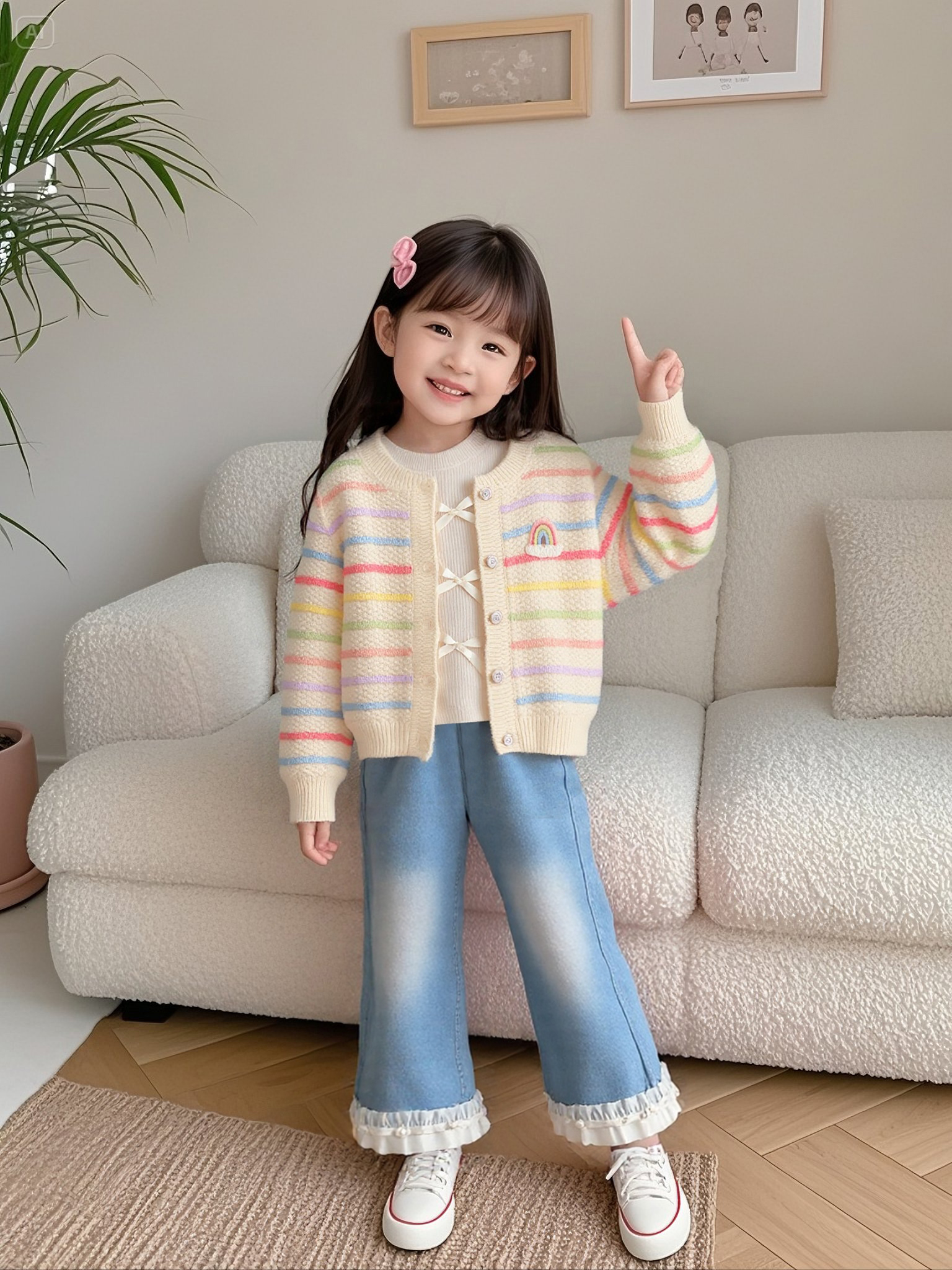 童装套头秋款薄款秋季套装女上衣女童针织外套三件套春秋