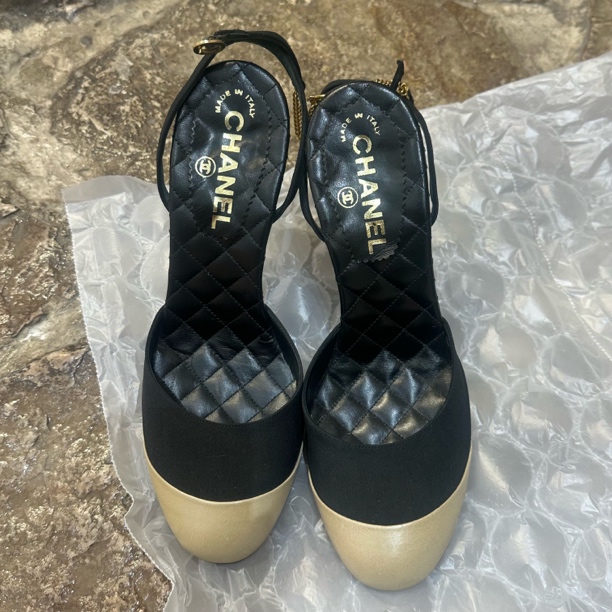 95新 Chanel/香奈儿 夏七中古/香奈儿琉璃珠高跟鞋