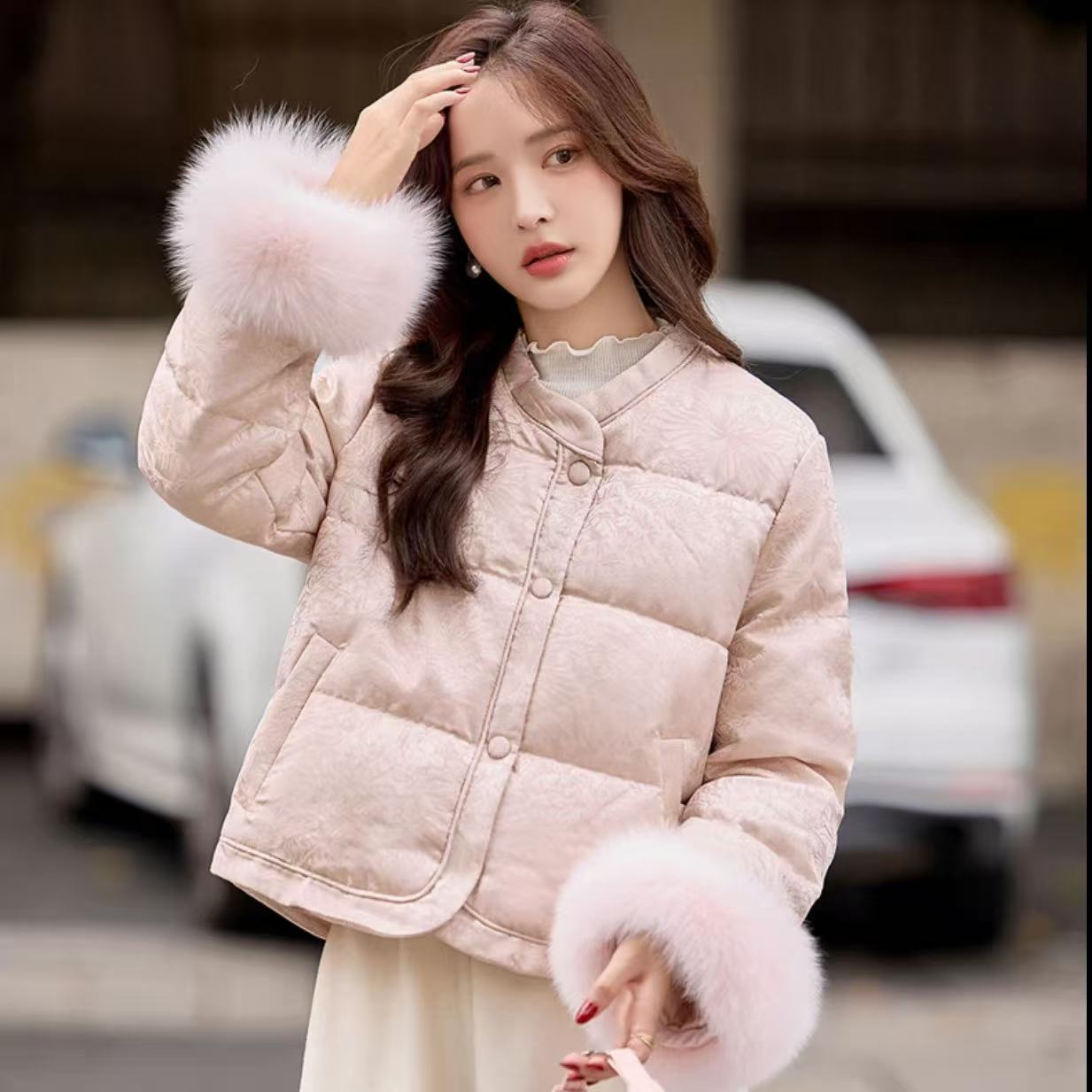 25新中式提花新国风棉服女款新款冬季爆款时尚气质小个子女士外套