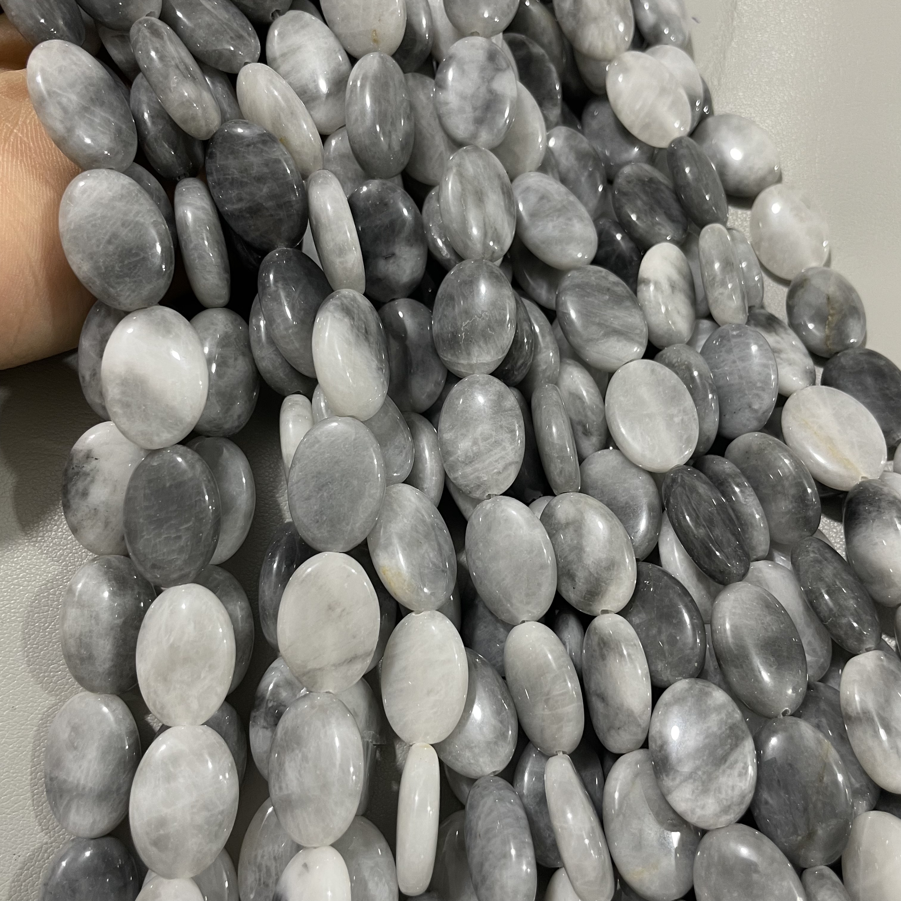 13x18天然鹰眼石蛋形散珠天然石珠宝diy串珠半成品配件