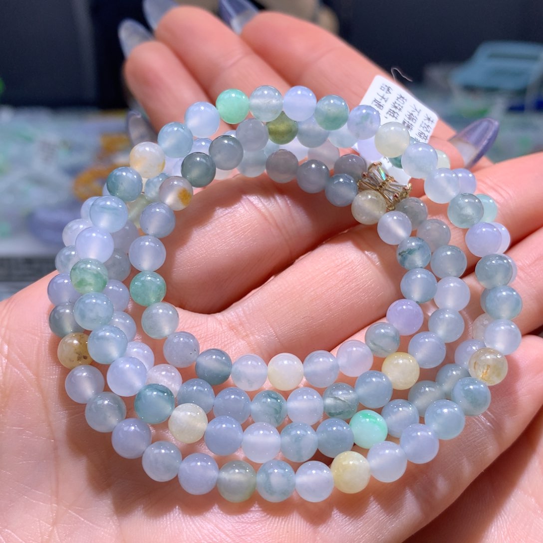 翡翠手链未镶嵌冰胶多宝项链卡5.9m m