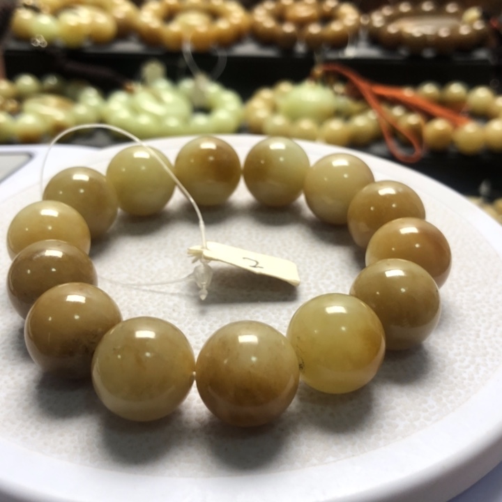 和田玉手串未镶嵌卡16