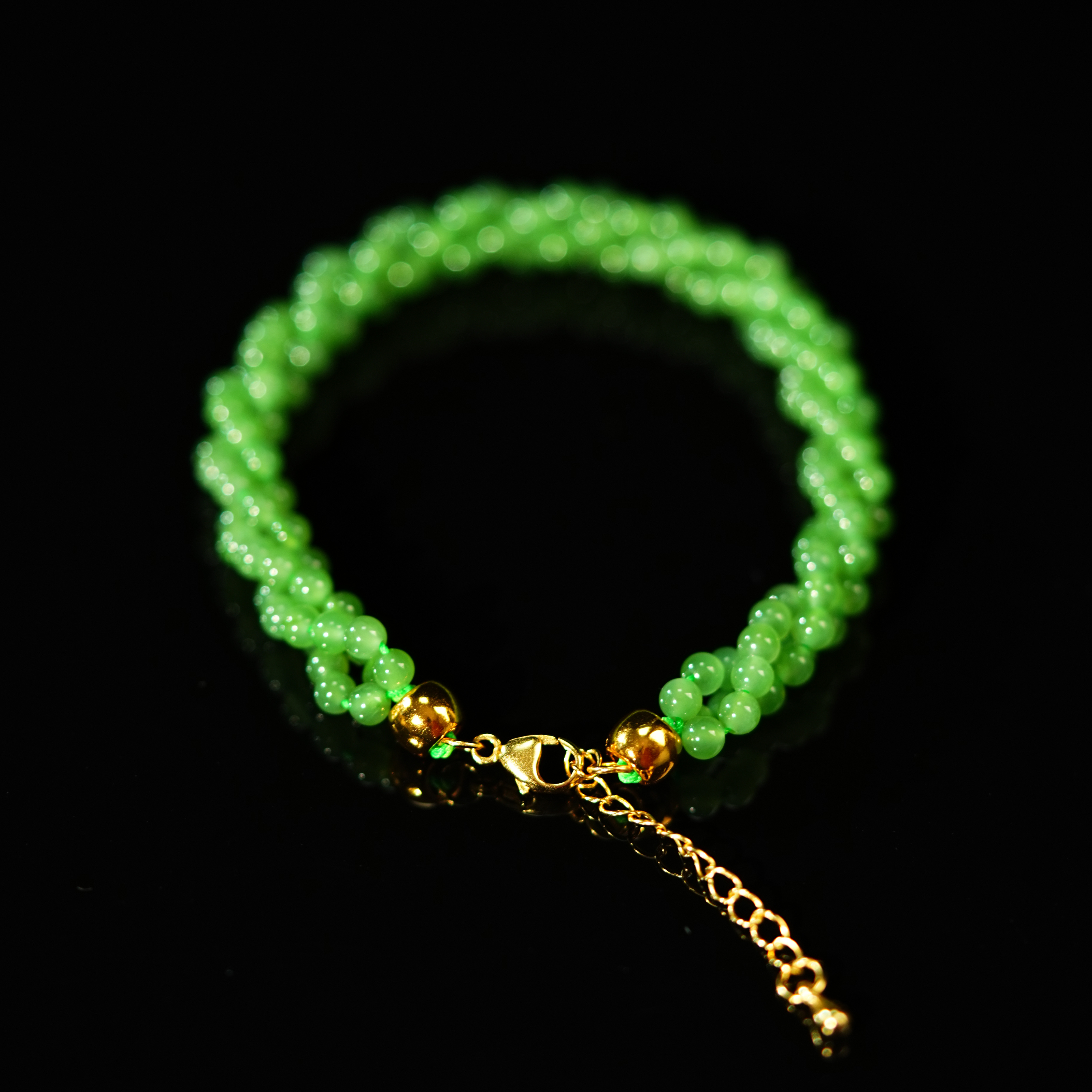 『小浩珠宝』天然和田玉碧玉老料·俄罗斯冰阳绿扭扭链手串时尚精品