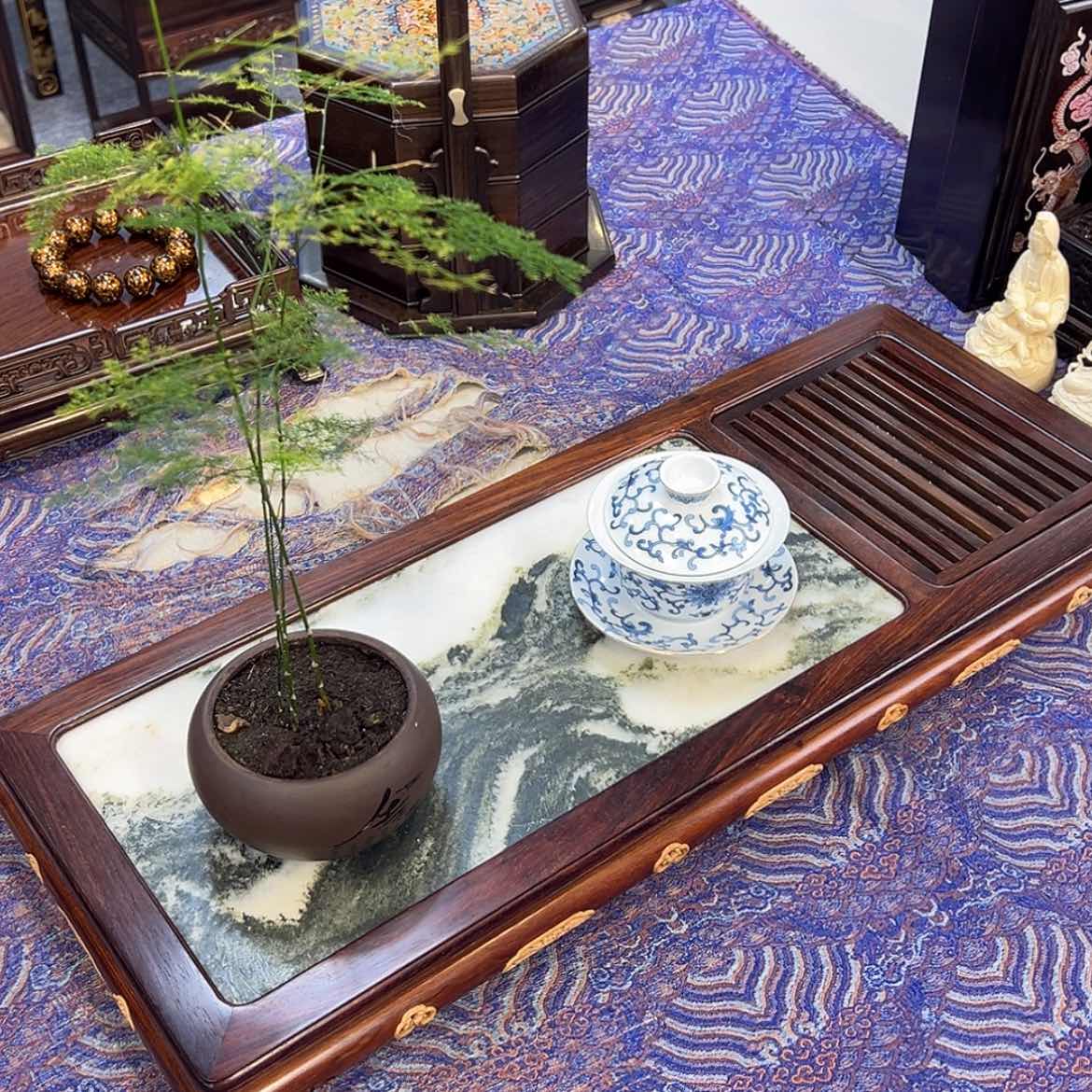 【闪购商品】红酸枝木类成套家具茶盘