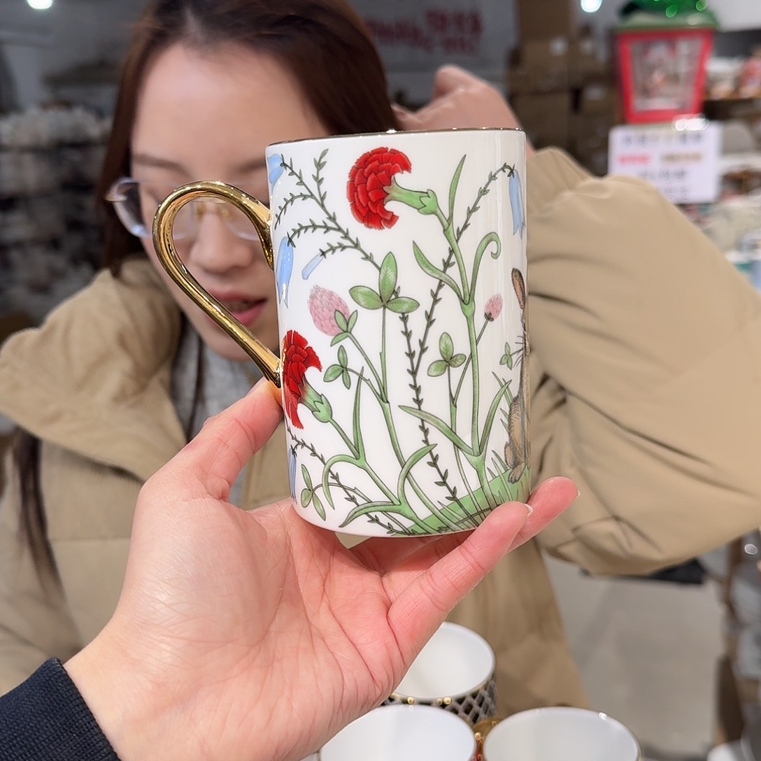 瓷鹅黄原单马克杯一个400ml微瑕