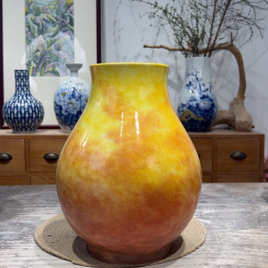 摆件陶瓷花瓶高29口11