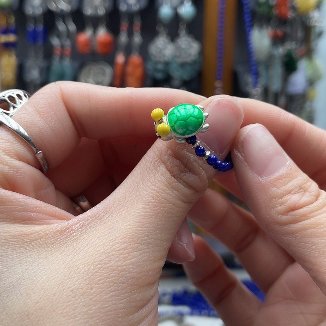 青金石戒指足金镶嵌饰品