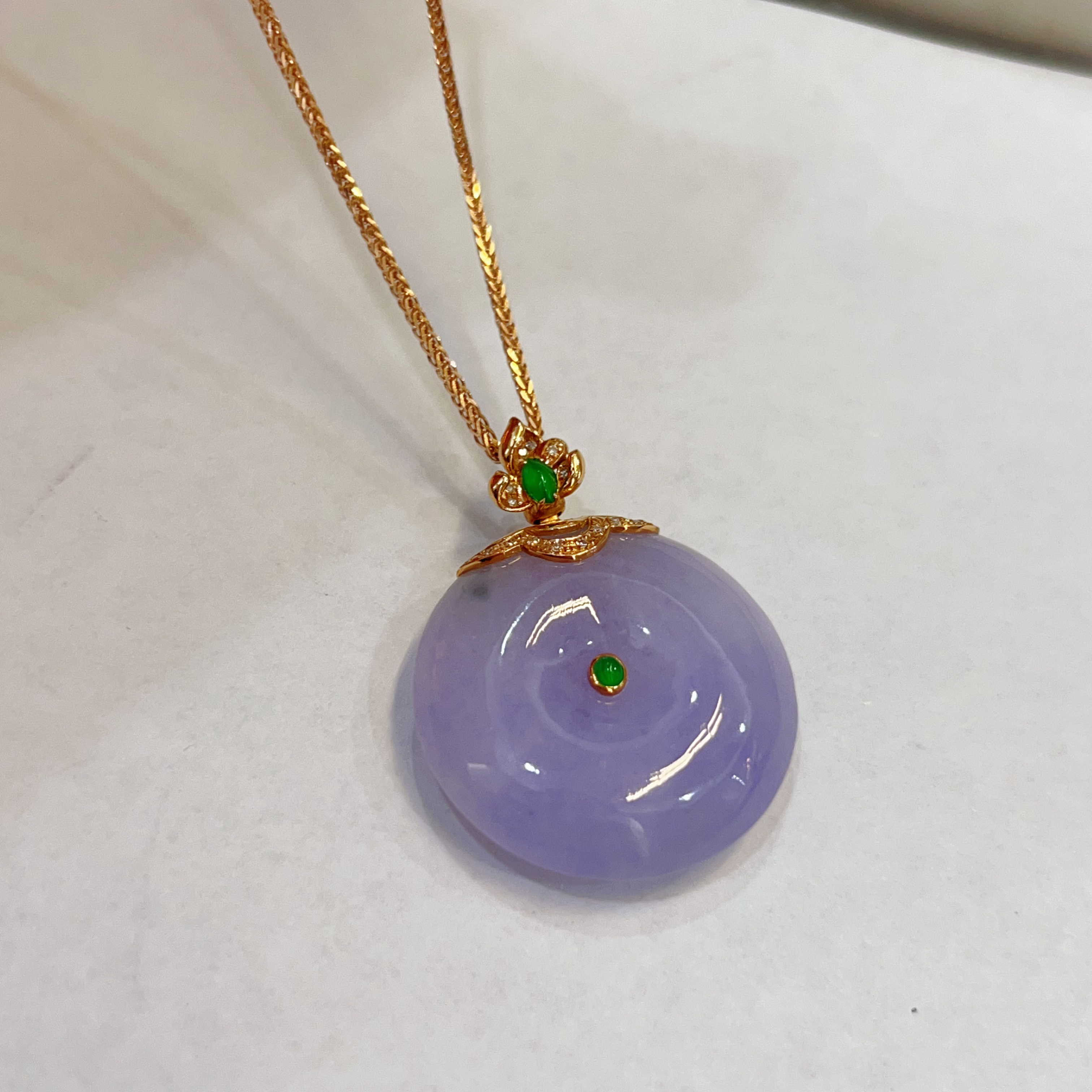 缅甸A货紫罗兰翡翠平安扣时尚百搭显气质