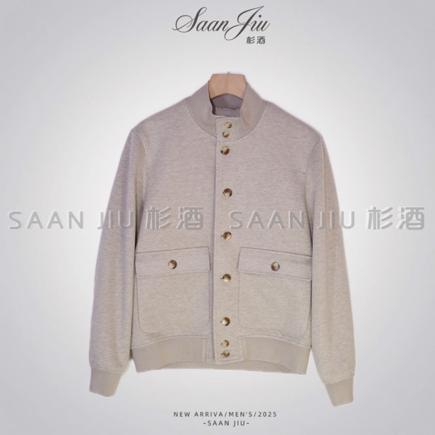 SJ杉酒【BC飞行员夹克】(鹅绒内胆)醋酸羊毛鹅绒立领夹克