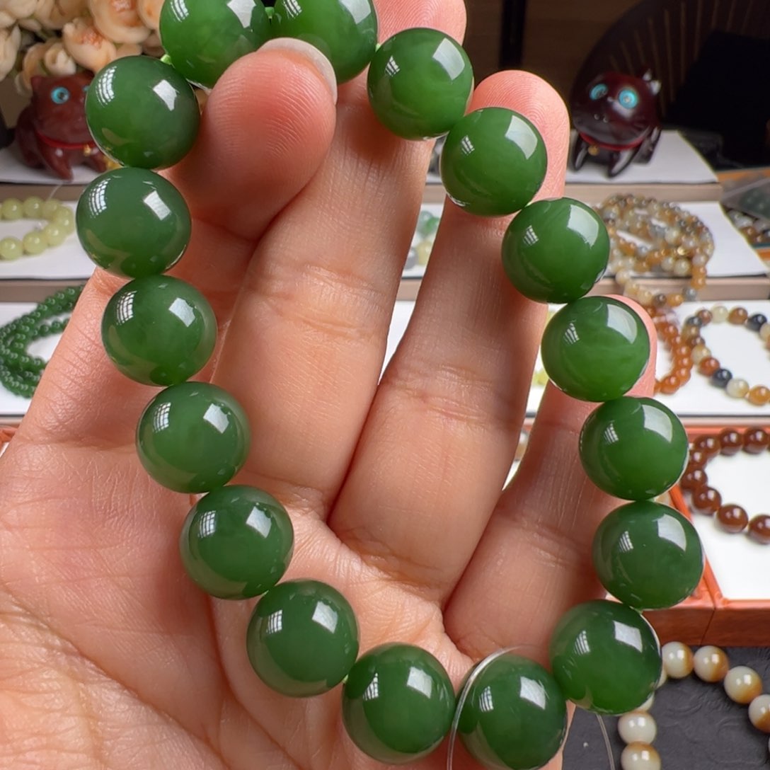 手链未镶嵌和田玉俄碧老料卡12