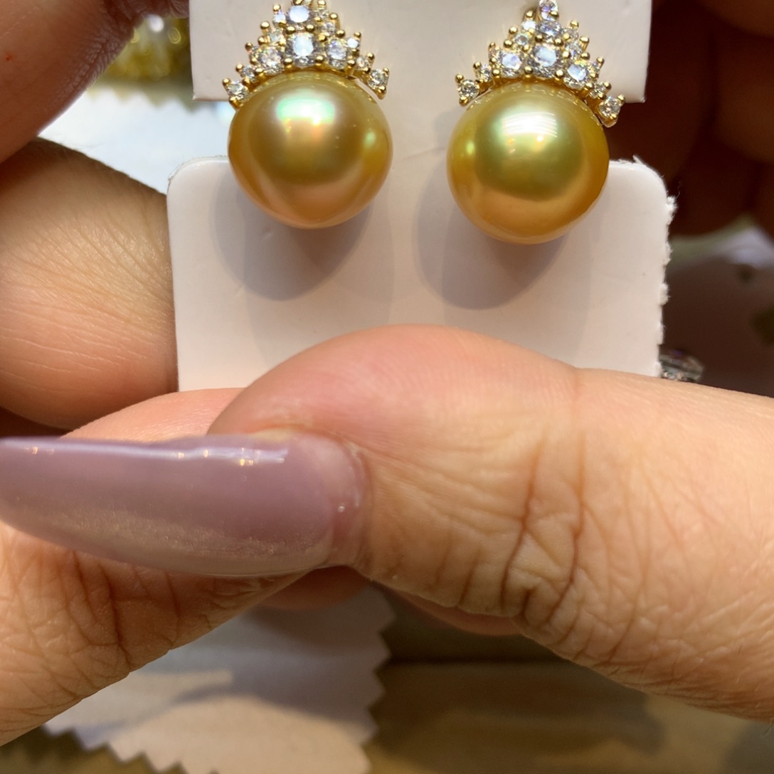 银S925镶嵌耳饰海水珍珠