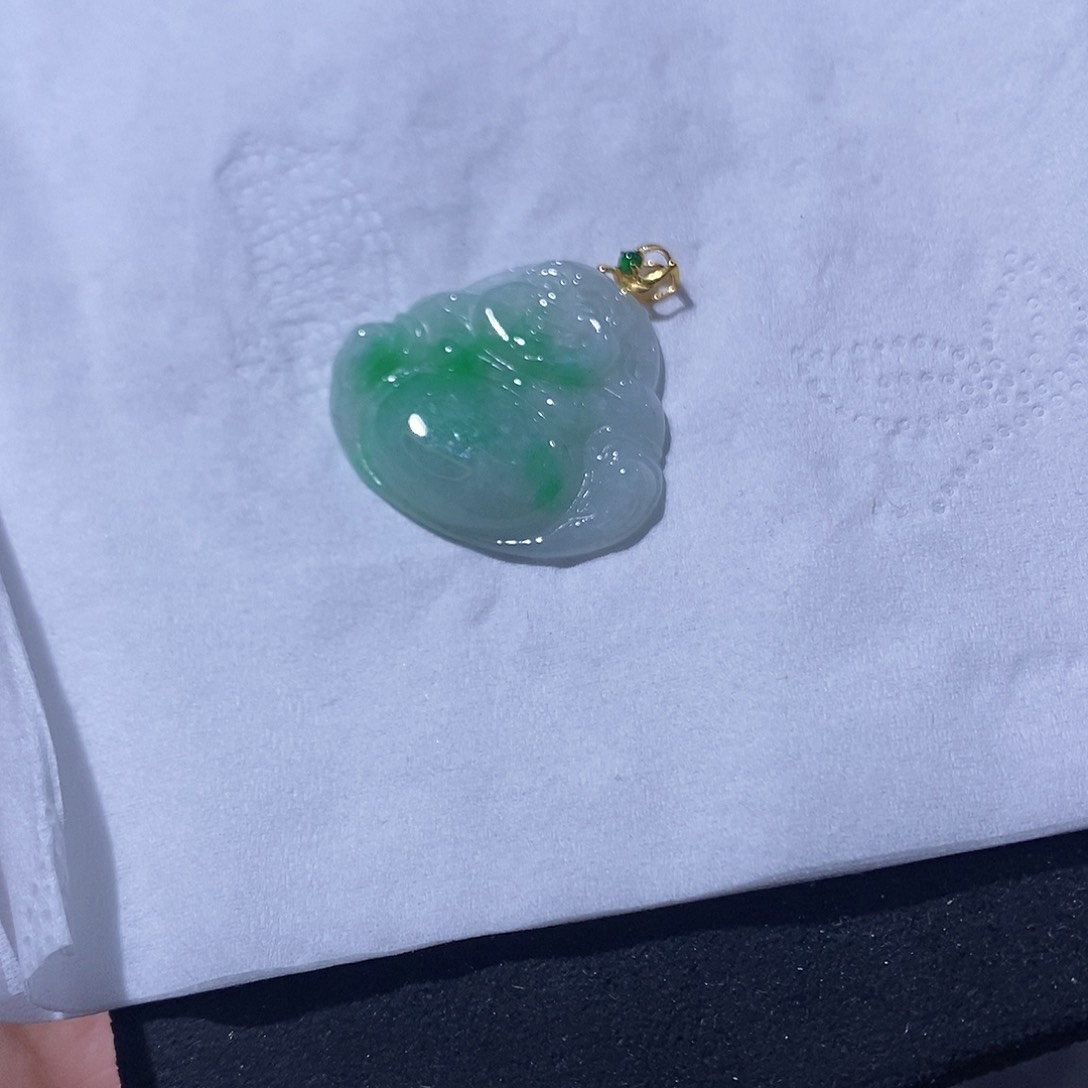翡翠吊坠(不含链)18K金镶嵌