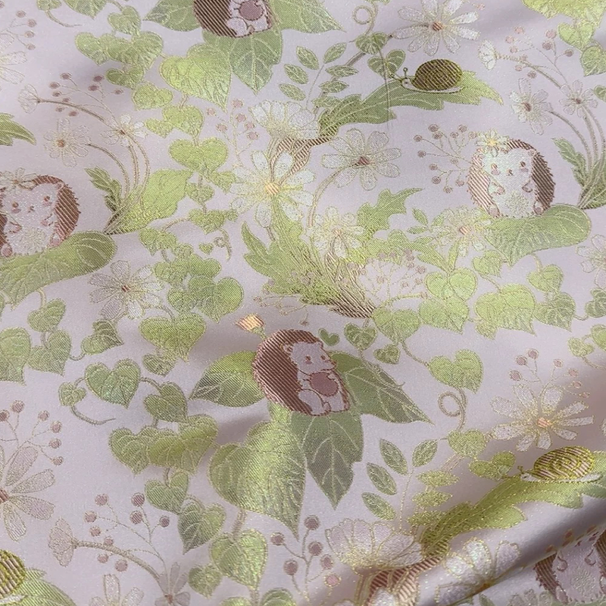 国风桑蚕丝混纺织螺钿小刺猬套装马甲外套包包棉衣面料布料