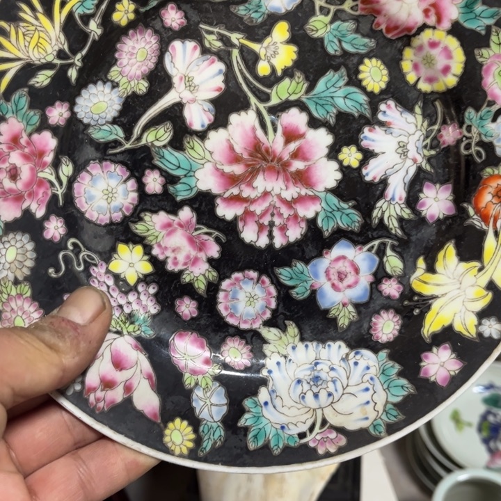 看好下单不退不换黑花盘子
