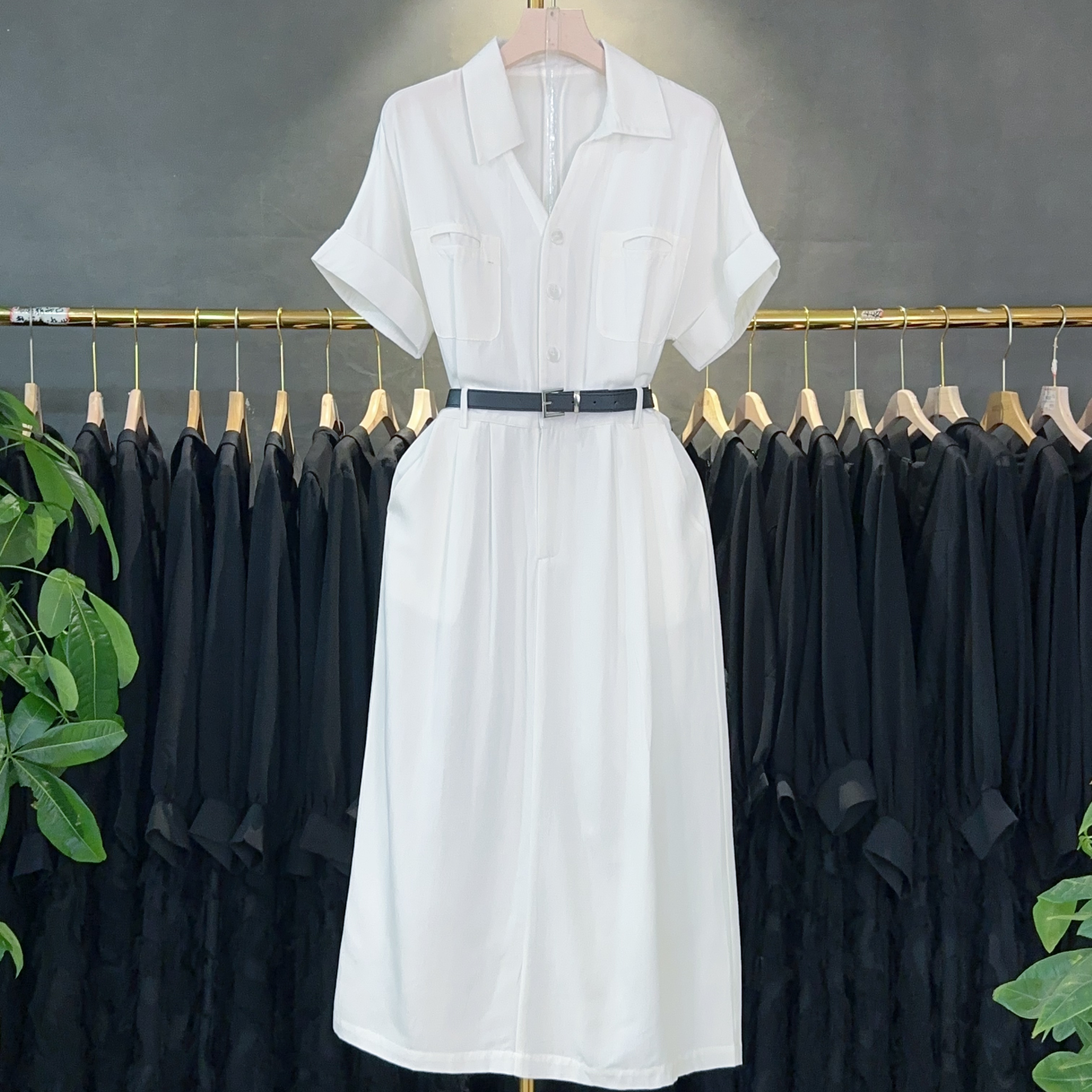 L004气质法式收腰夏季通勤时尚简约艺术套装