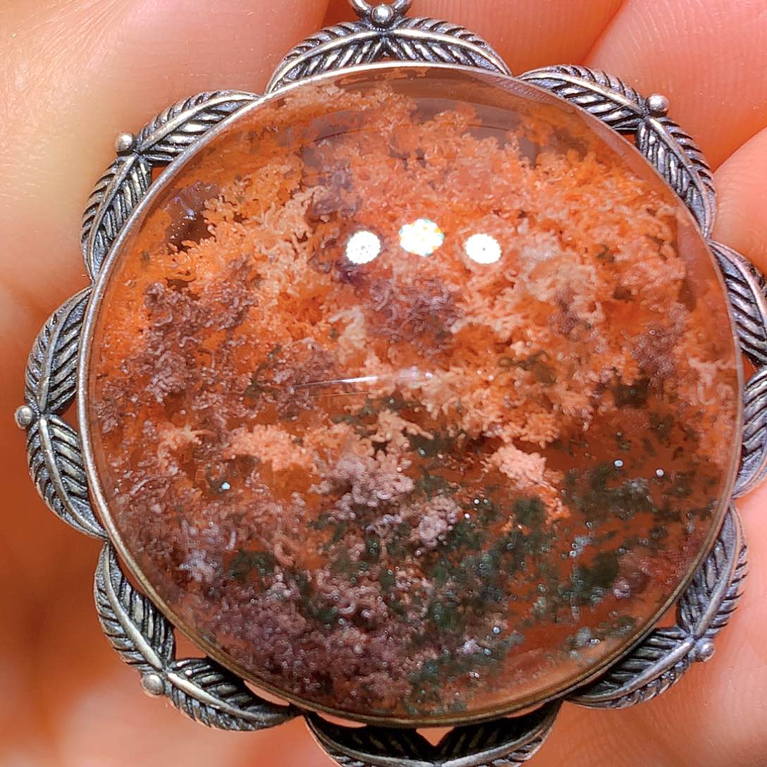 水晶吊坠银S925镶嵌天然水晶