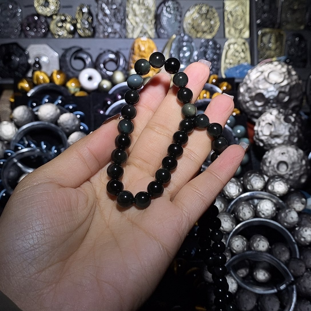 普***凡黑曜岩未镶嵌手链