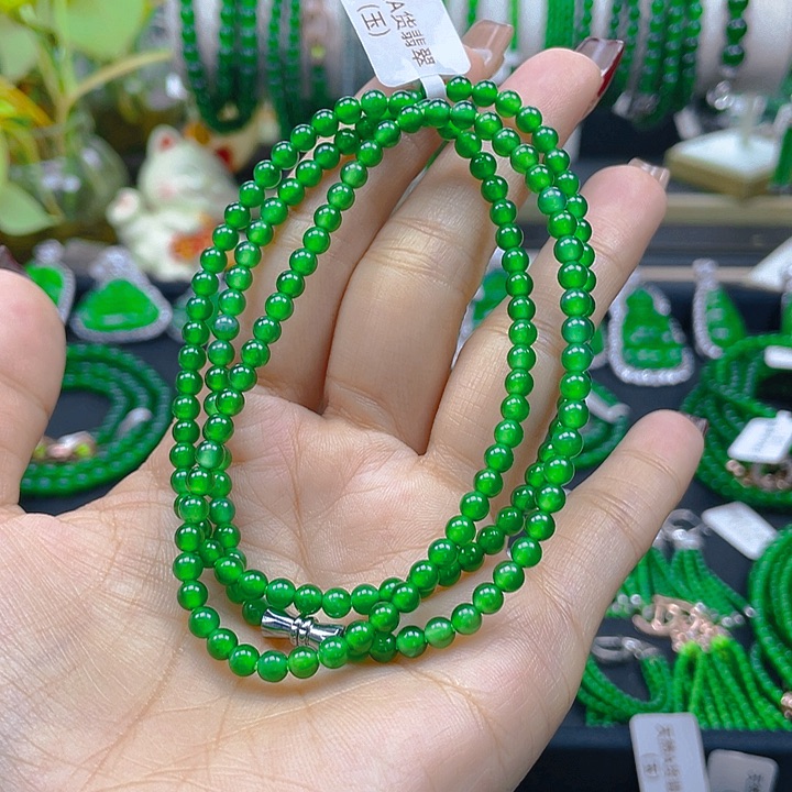 翡翠颈饰未镶嵌圆珠项链4